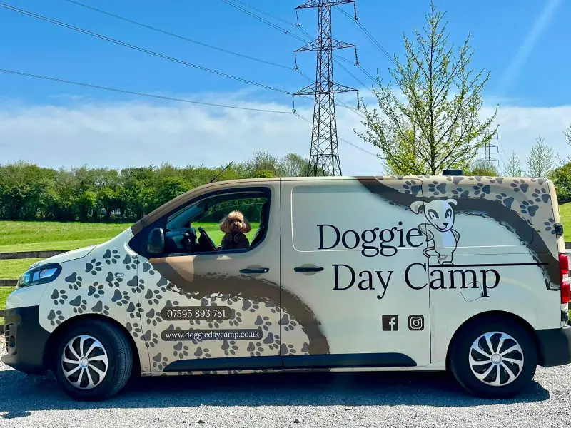 The Doggie Day Camp collection van, used for door-to-door collection across Cardiff and Peterston-super-Ely